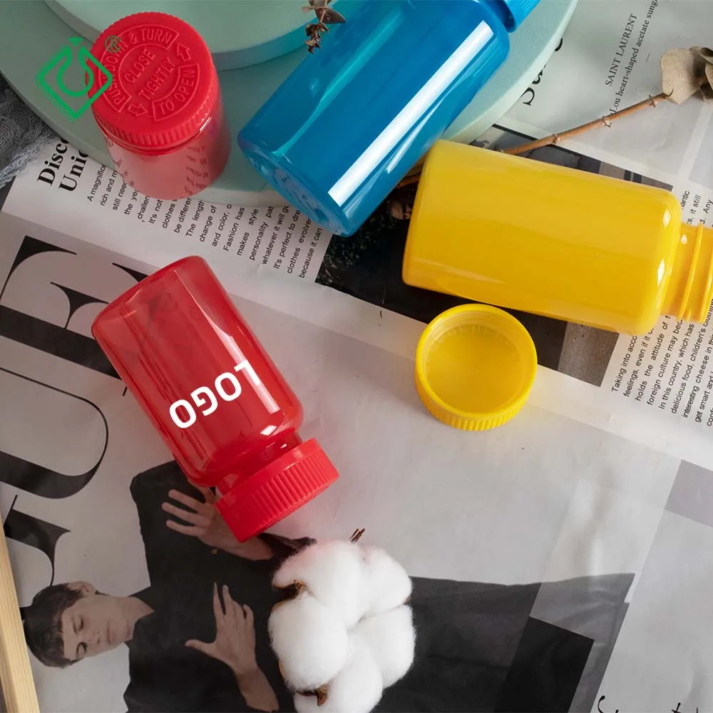 Custom health care 300ml empty round pet plastic 150ml pet  pharmaceutical medicine pill bottles  with screw cap