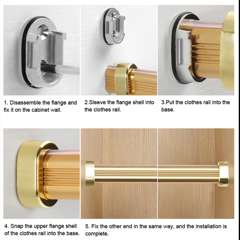 Wardrobe Tube Support Clothes Hanging Rod Holder Oval Rod End Mounting Flange Holder For Wardrobe