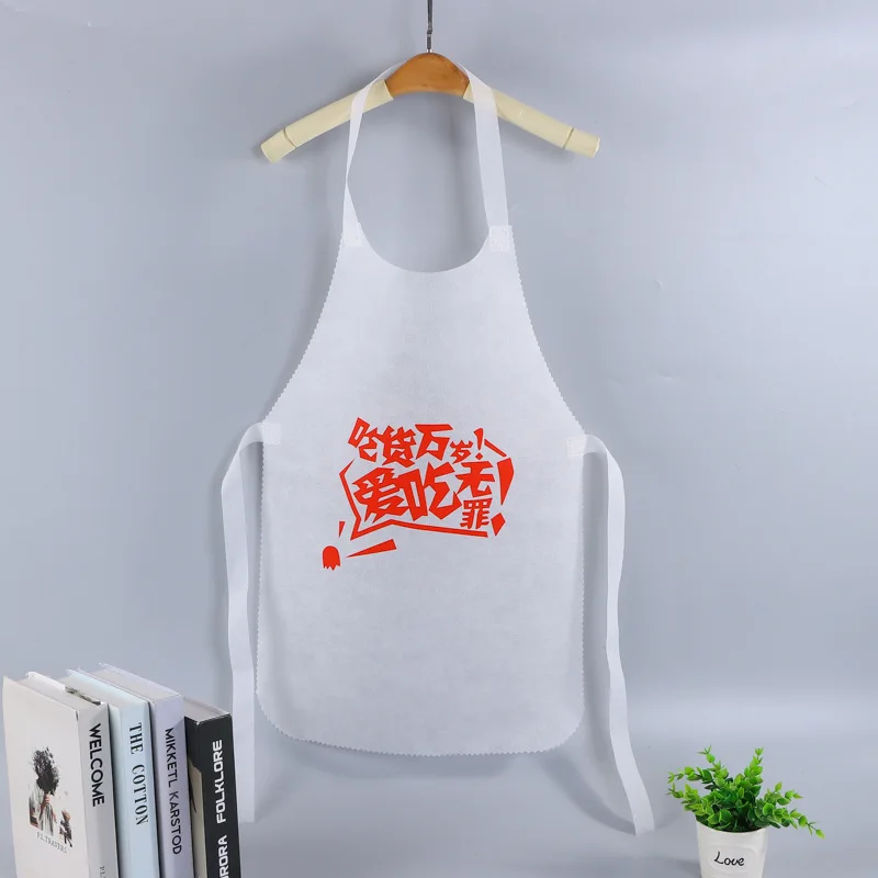 Custom Logo Cotton/Polyester Fabric Apron Bbq Adult & Children Apron Disposable Adult & Kids Apron