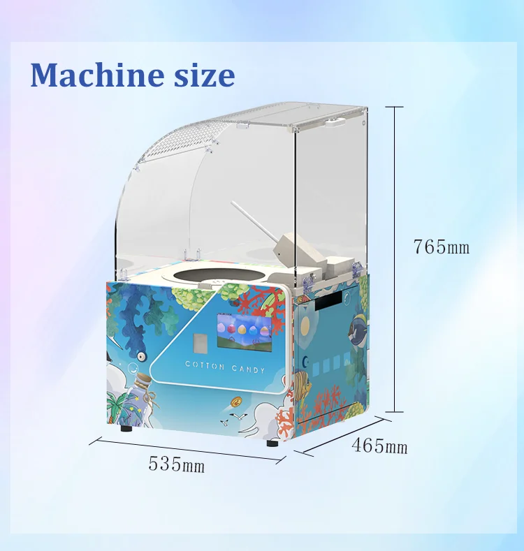 Manufacture Robot Electric Sugar Cotton Candy Floss Vending Machine Full Automatic Cotton Candy Machine
