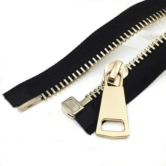 Clothing Garment Metal Zipper Time Lead Big Teeth Heavy Duty Zipper Plating Brass Teeth Open-End Zipper For Garment