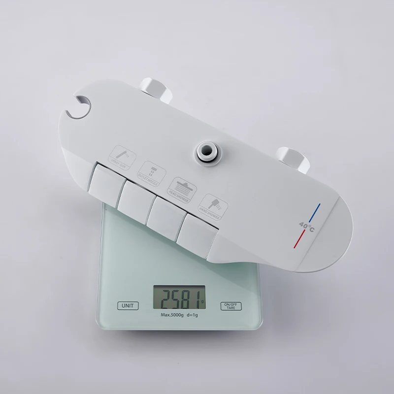 Luxury Wall Mounted White Rainfall Rain Shower Mixer 3 Function Piano Key Bathroom Shower Set