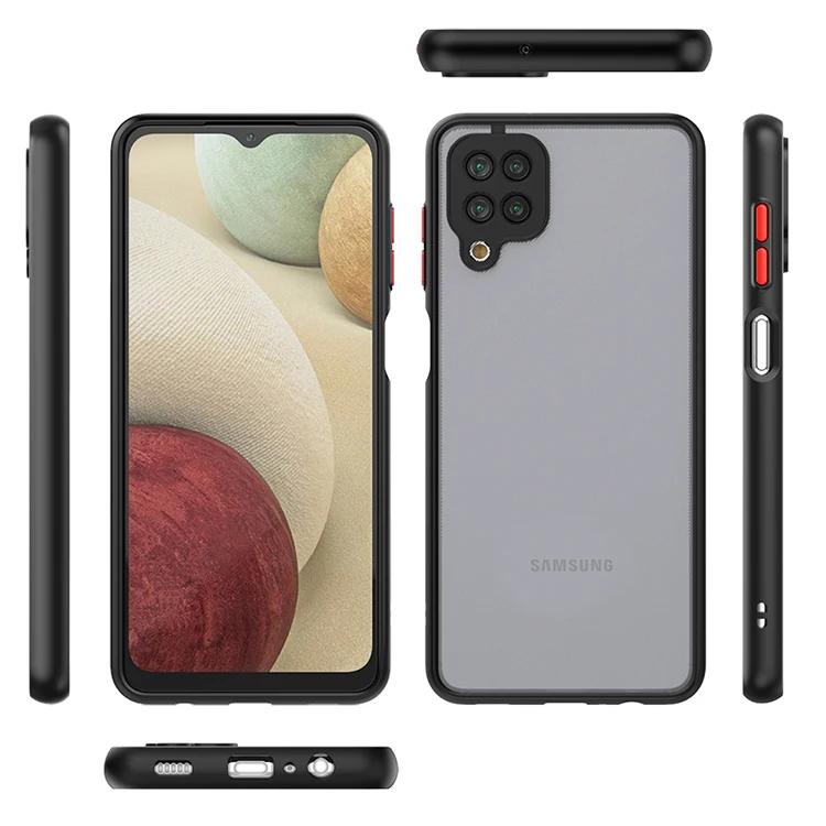  Чехол для Samsung Galaxy A12 с защитой камеры чехол сотового телефона двухцветный Прозрачный матовый из ТПУ