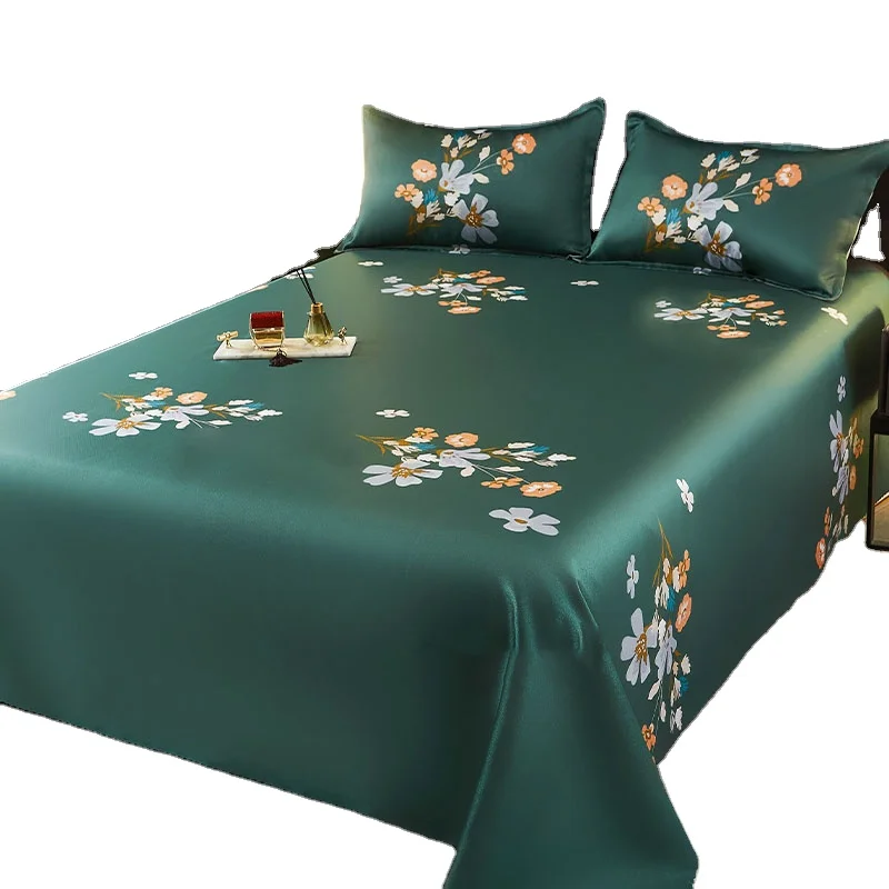 Летняя Простыня из ледяного шелка, простыня для дома, односпальная или двуспальная кровать, моющаяся дышащая и складная, растительная и животная