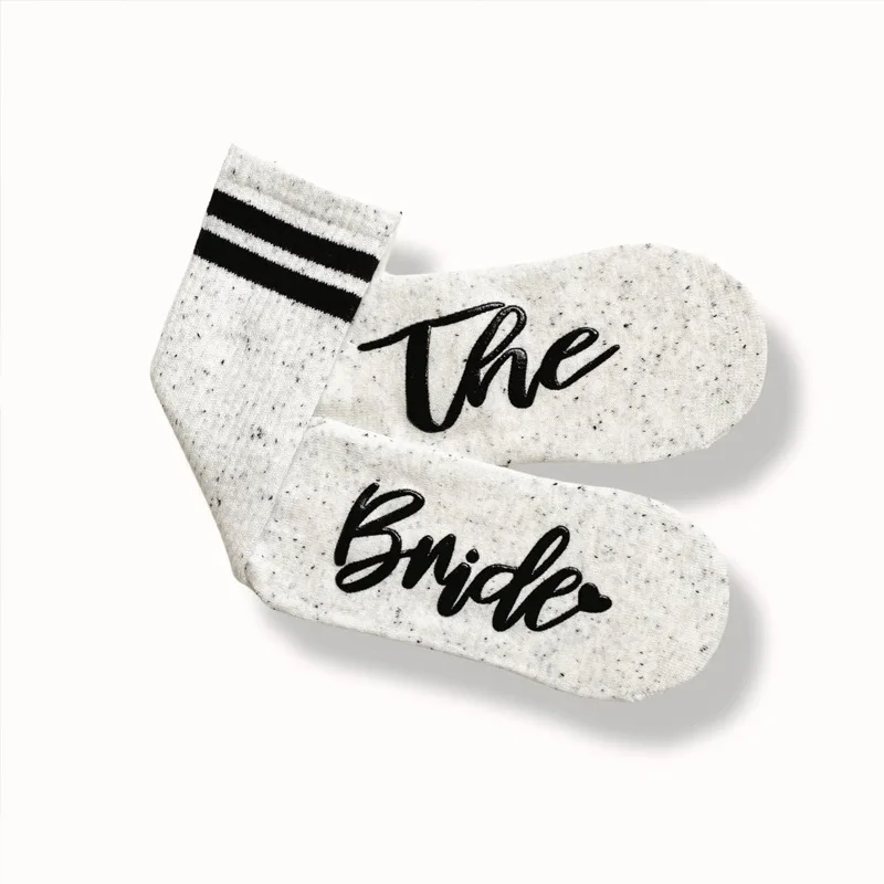 Socksmate Custom letter writing socks funny women anti-slip silicone wedding the bride maid of honor cotton crew cozy game socks