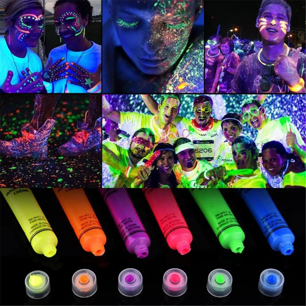 
Fluorescence UV Glow Neon Body Paint Party Face Paint with UV light 