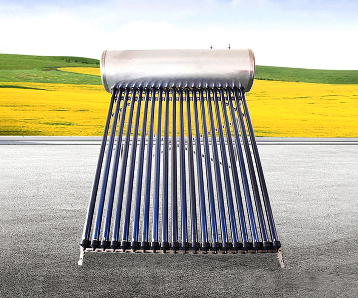 Integrated pressurized solar water heater with heat pipe and stainless steel out tank Integrated Heaters Vacuum Tube For Home