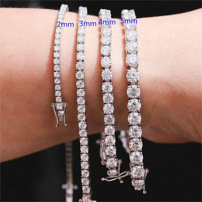 All Size Factory VVS DEF Moissanite Pass Diamond Tester Tennis Bracelet 925 Silver Gold plate Tennis Chain Hip Hop Jewelry