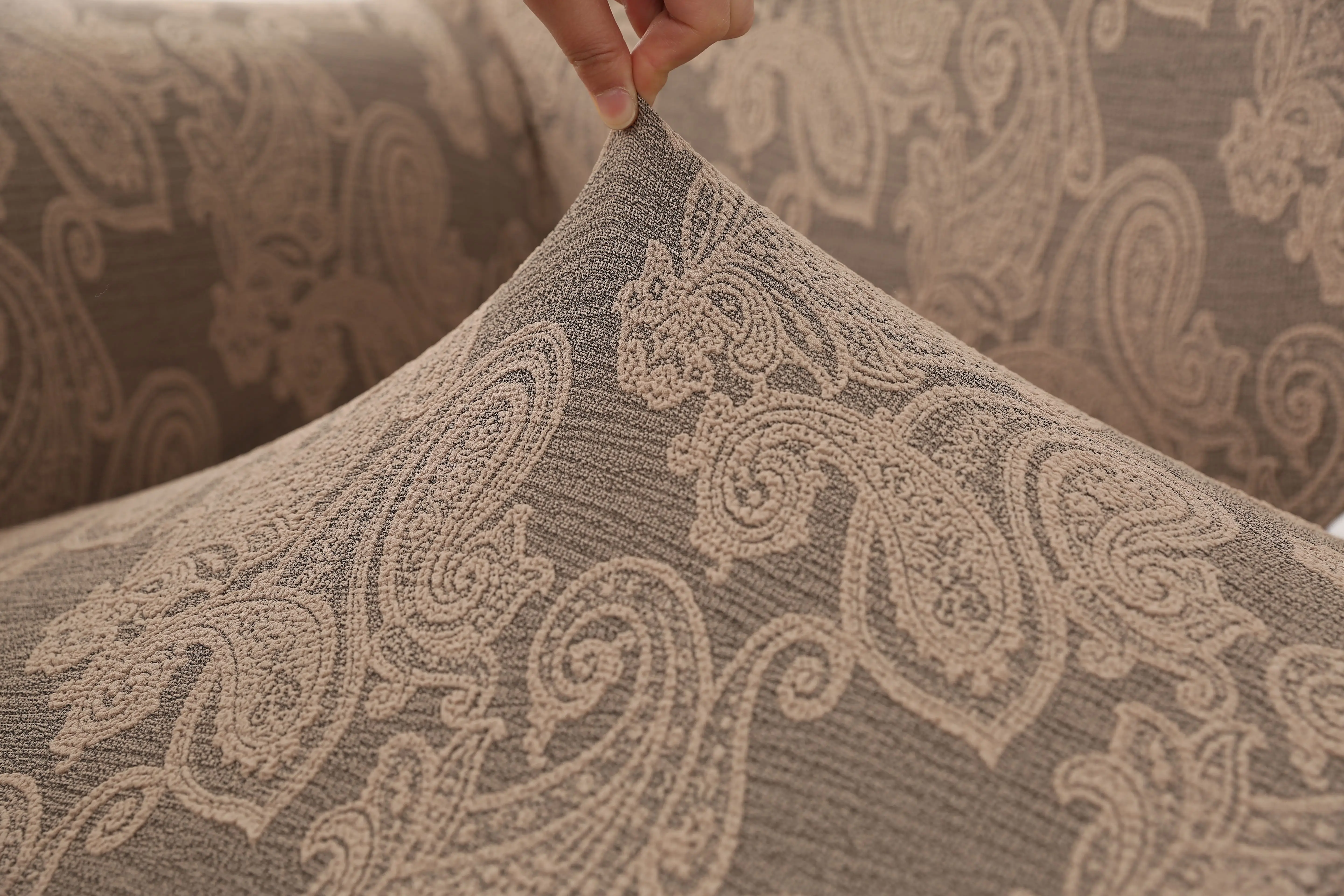 High quality 3 seater flower printed jacquard spandex stretch slipcover for 321 set sofa cover