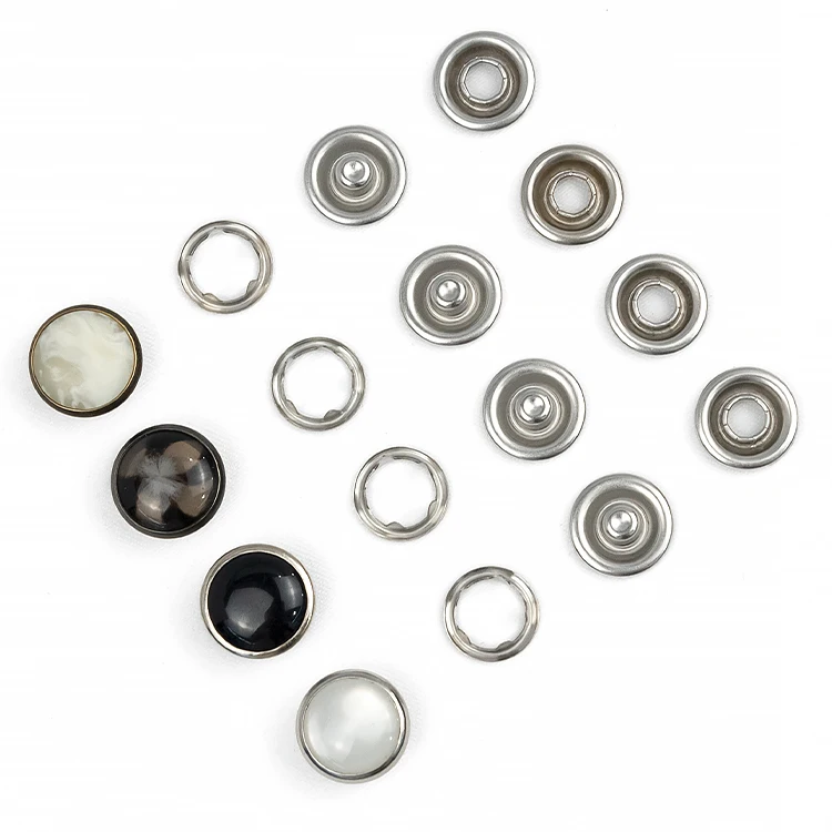 OEM garment accessories zinc alloy cover custom baby snap button press metal prong pearl ring snap button