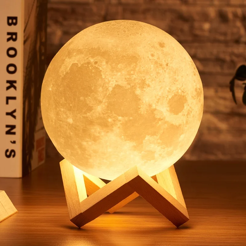 Прямая поставка ночник Litwow с 3D принтом Луны перезаряжаемый сенсорный Диммируемый пульт дистанционного управления 16 цветов лунная лампа для домашнего