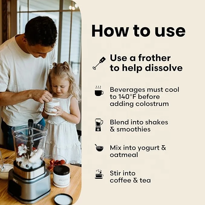 OEM/ODM 100% Pure Bovine Colostrum, 3rd Party Tested, Gut Health, Immunity, & Energy, 6-Hour Colostrum Powder Supplement