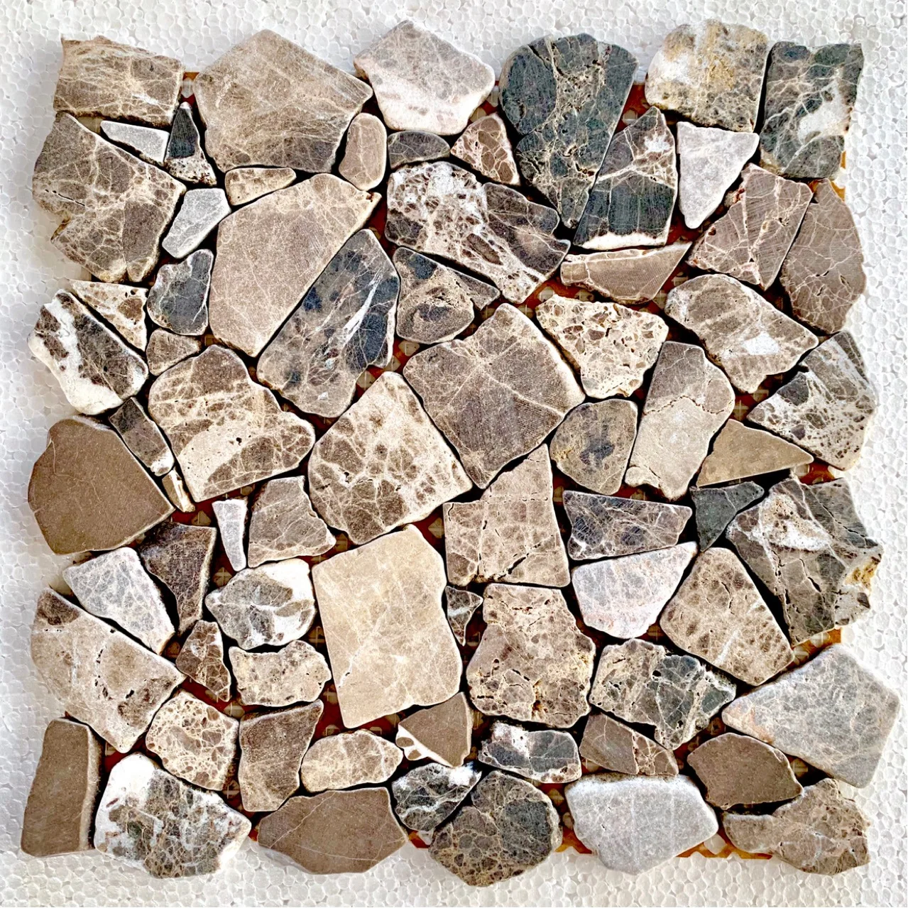 Crazy paving tile stone marble wall floor tiles random mesh floor wall background dark emperador coffee light emperador board