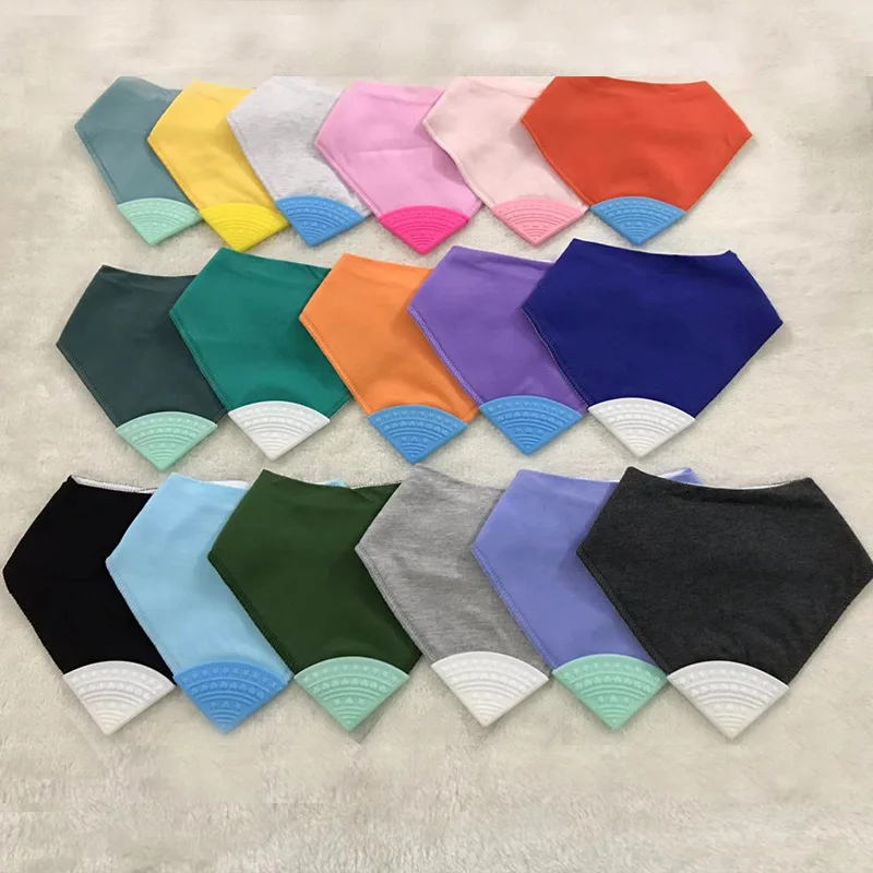 ODM/OEM Organic Cotton Printing Pattern 4 Pack Baby Drool Bandana Bibs With Silicone Teether