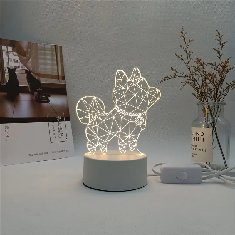 Горячая Распродажа 3D творческие акриловые доски OEM индивидуальный дизайн светодиодный ночник 3d_illusion_lamp cat ночник для детей подарок