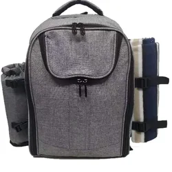 Picnic Backpack Stylish All-in-One Portable Picnic Bag with Complete Cutlery Set, Stainless Steel S/P Shakers | Picnic Blanket