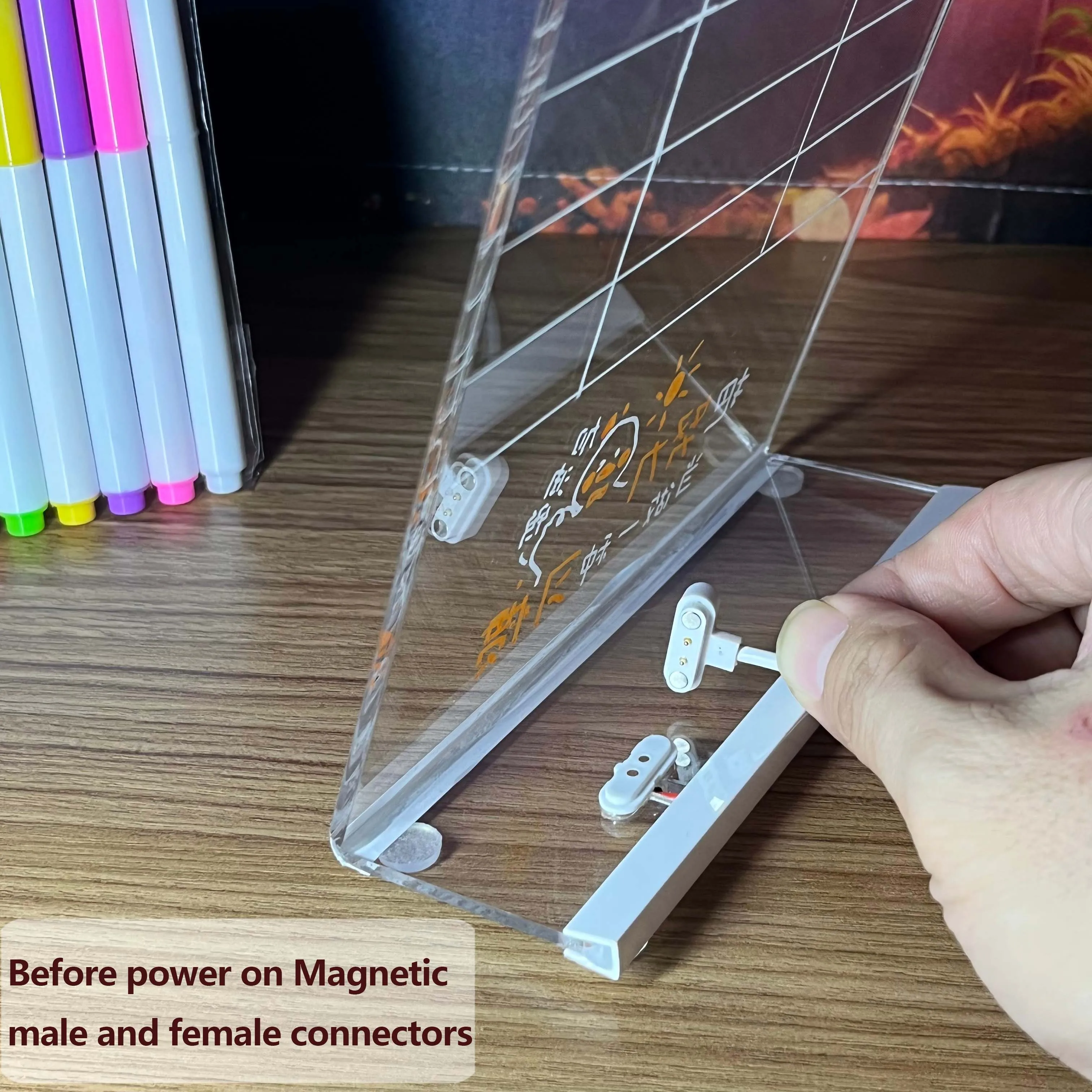 Led Night Light USB Message Board Holiday Light With Pen Acrylic Sign Holder A4 Photo Frame Table Menu Display Stand