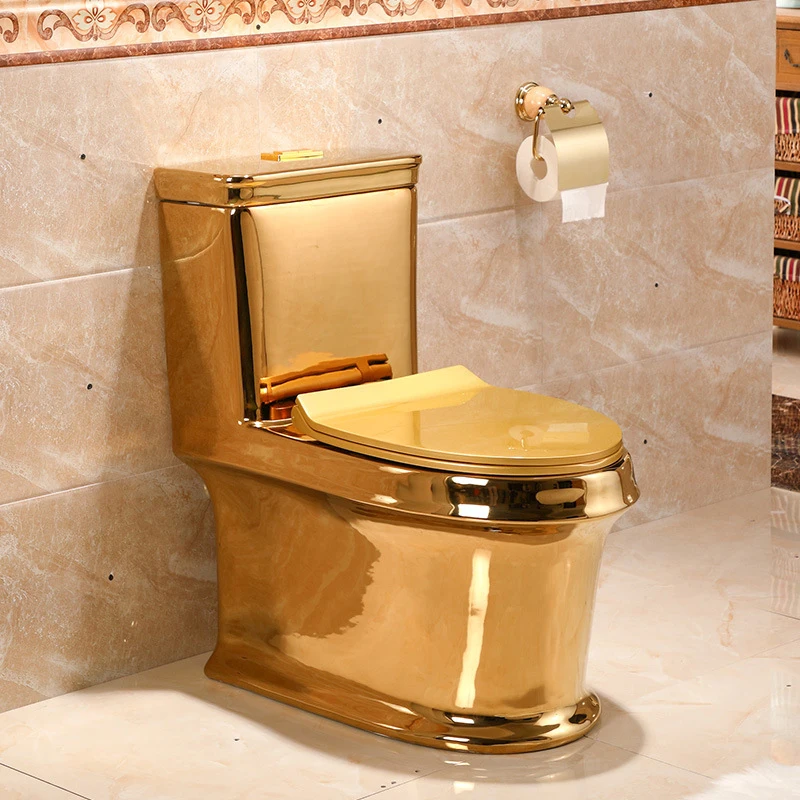 Popular Pick Light Luxury Style French Italian European Electroplated Gold Toilet Ceramic Bathroom Toilet
