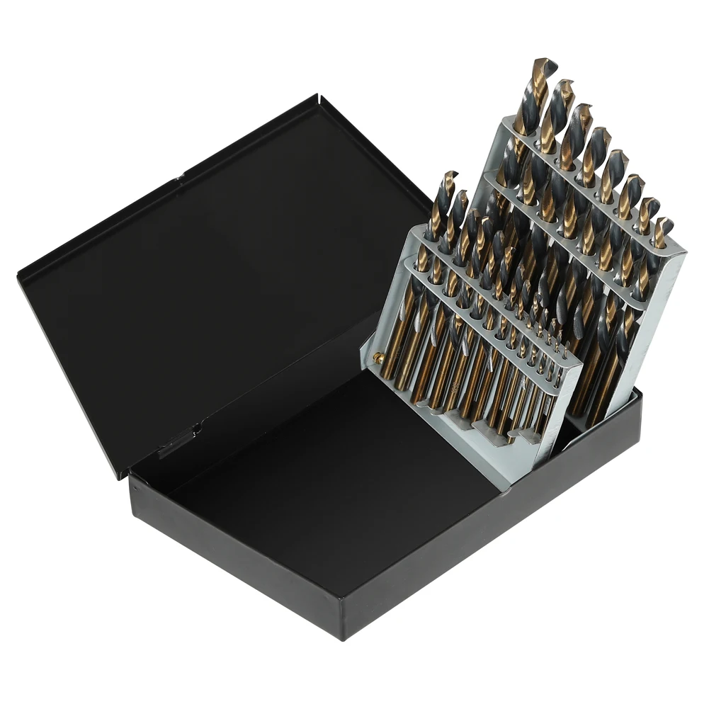 TG Tools HSS Left hand straight shank black and yellow twist drill 21 pcs set with metal box