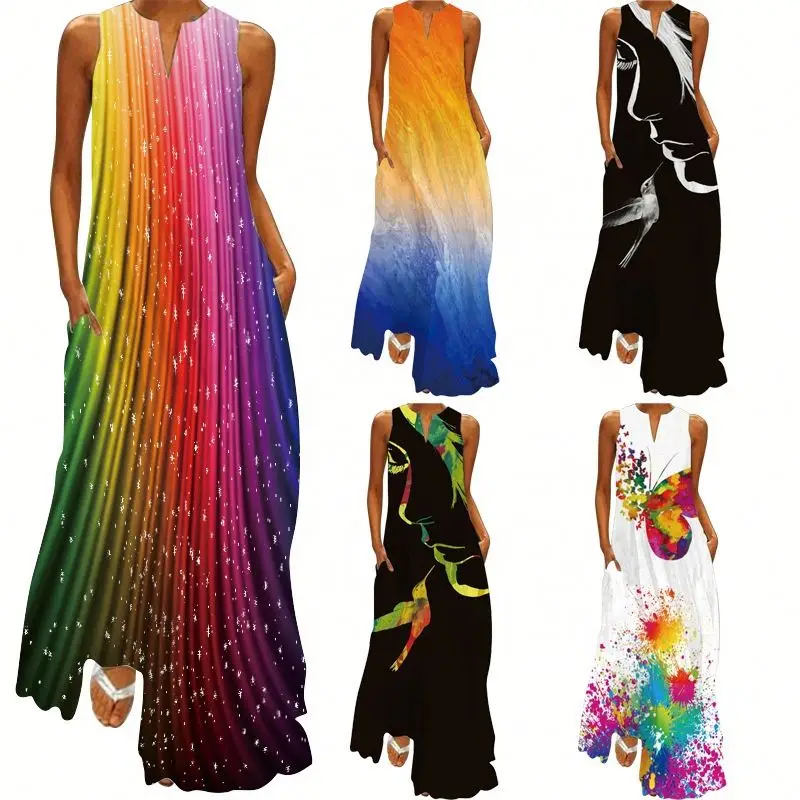 RX Hot and sexy floral printing plus size evening dresses in istanbul ladies dinner gowns for women evening dresses