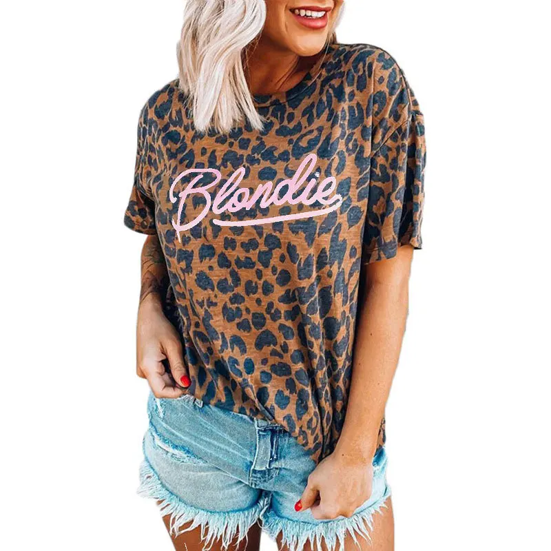 
Женские повседневные милые рубашки Rummandy, топы с леопардовым принтом, базовая Мягкая футболка с коротким рукавом 