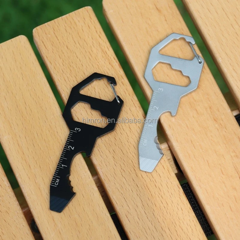 8 In 1 Card-Type Multi-Function Tool Mini Bottle Opener Inner Hexagon Spanner Self Defense Key Chain Pendant