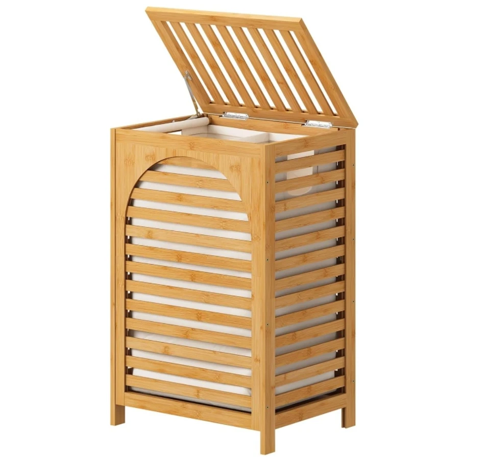 Wholesale High Quality Bamboo Laundry Hamper 22.5 Gallon (85L) Bamboo Wood Clothes Laundry Basket with Lid and Handles