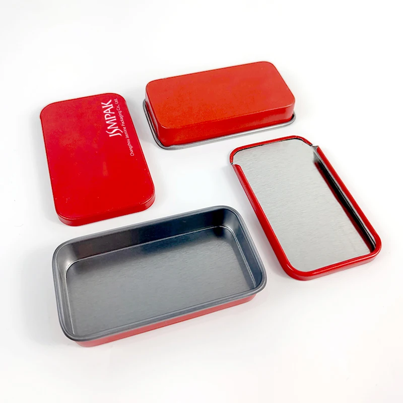 Custom Food Grade Rectangular Chocolate Empty Slide Gift Mint Packaging Tin Case Small Metal Box