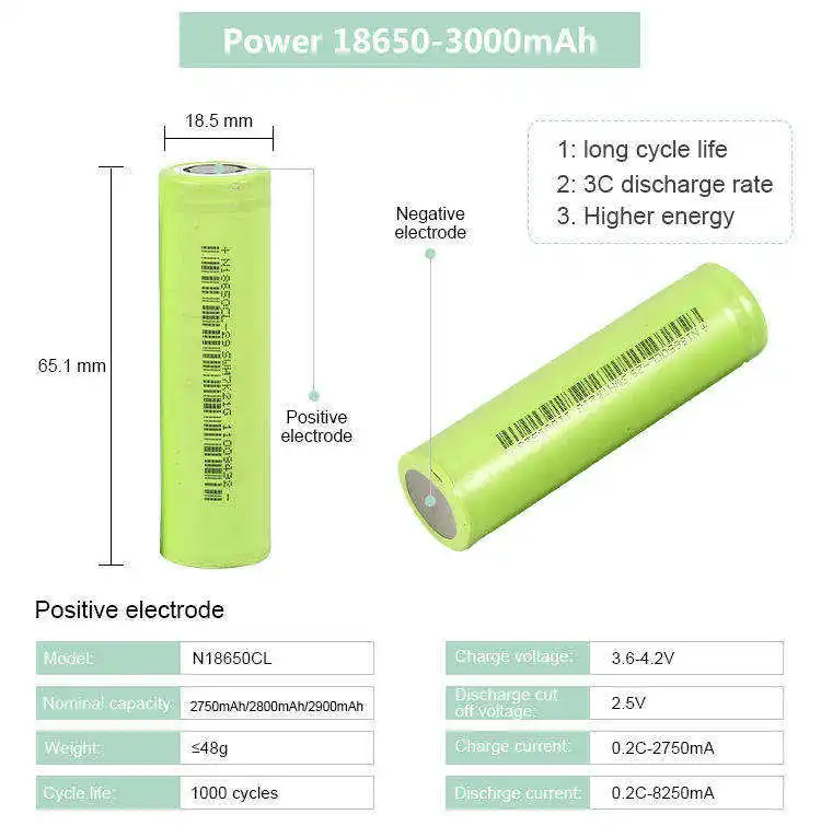18650 lithium rechargeable 3.7v 2400mah 3000mah 3500mah 18650 battery Lithium Ion Batteries for new energy vehicle