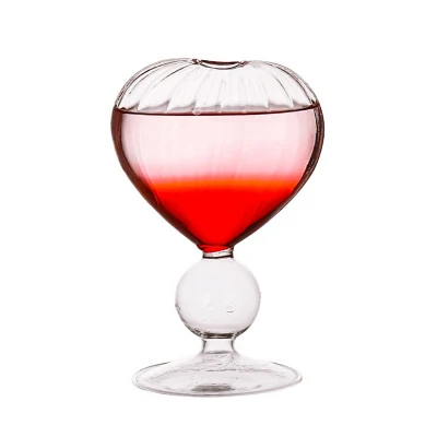 Bar Decoration Borosilicate Glass Ball Thick Stem Heart Shape Cocktail Glass