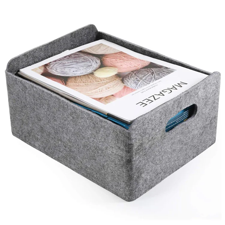 Wholesale hot sale home bedroom woven felt storage basket boxes with handle