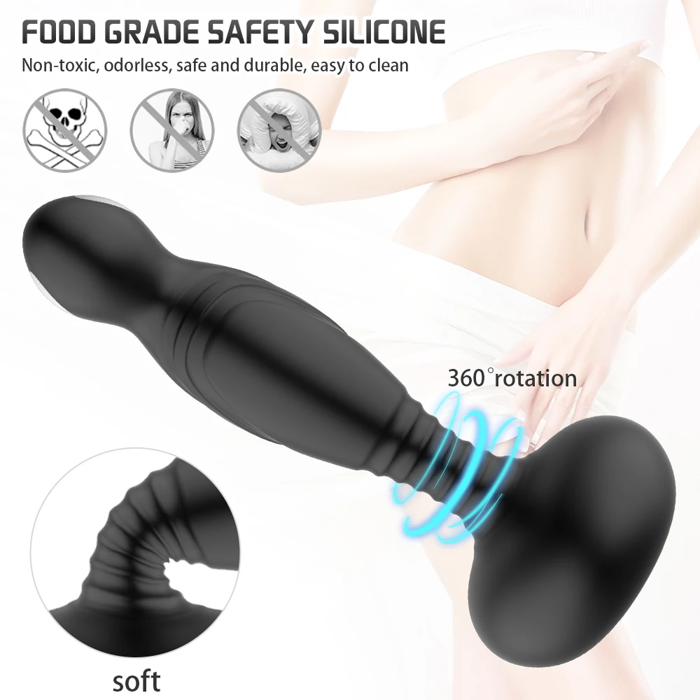 Remote Control Electric Shock Prostate Massage Wiggle Anal Plug Finger Vibrator Male Masturbator Sex Toys for Men