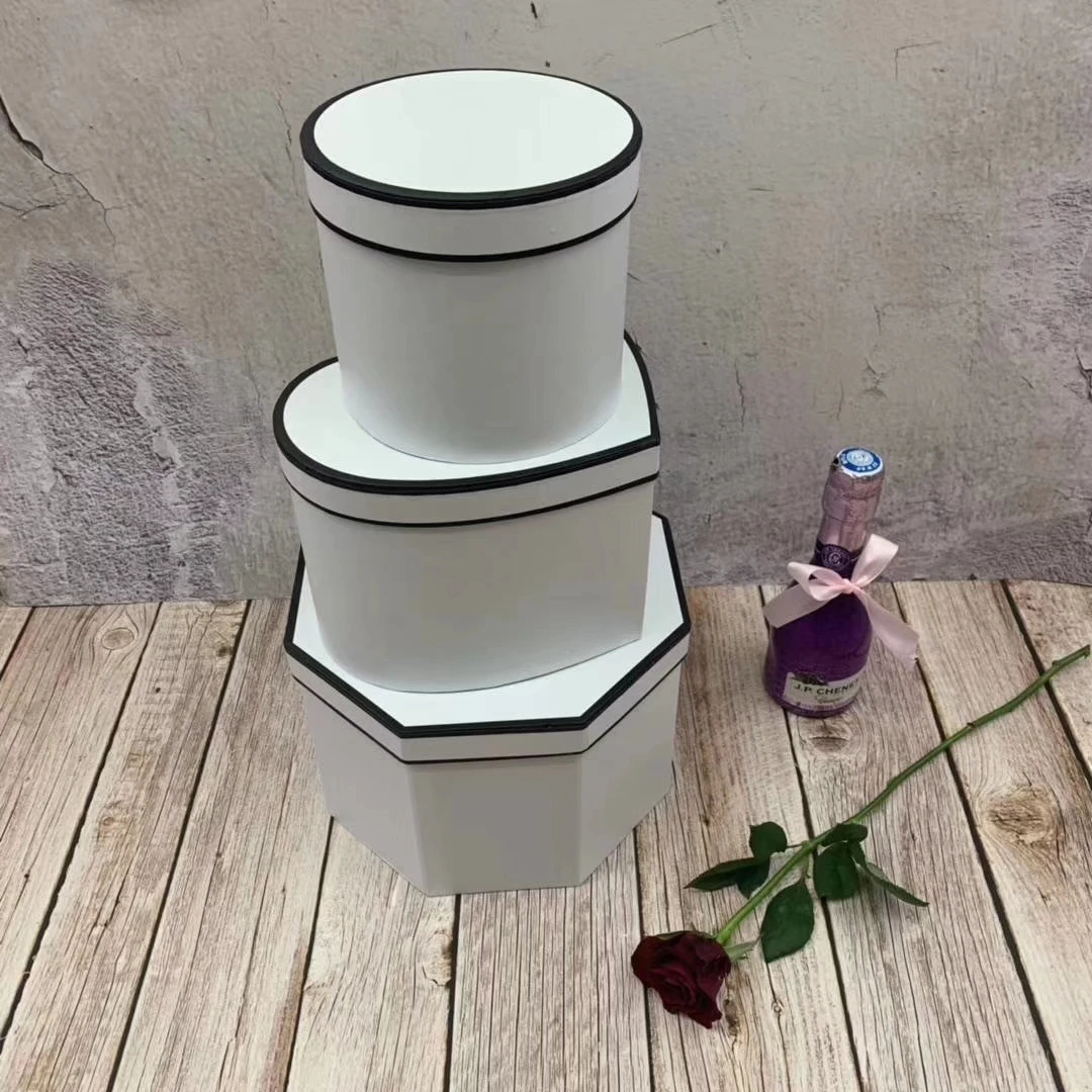 Black set of three heart-shaped circular square feature paper material new design candy box flower box