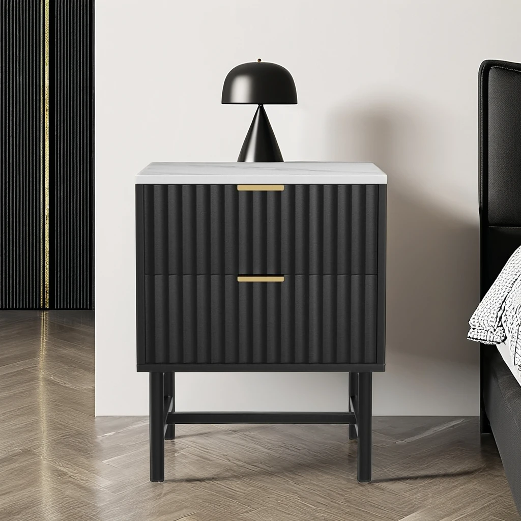 Hot Sell Nordic Nightstand with Charging Station Unique Luxury Bedside Table Suit Any Style Side Table Drawers