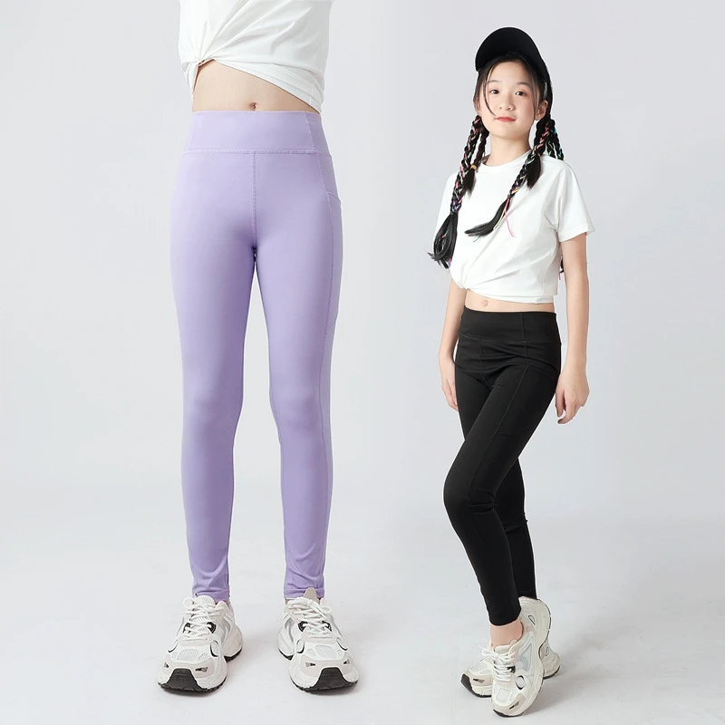 Hot selling new tight high waisted sports pants for girls hip lifting fitness pants sports yoga leggings for Children