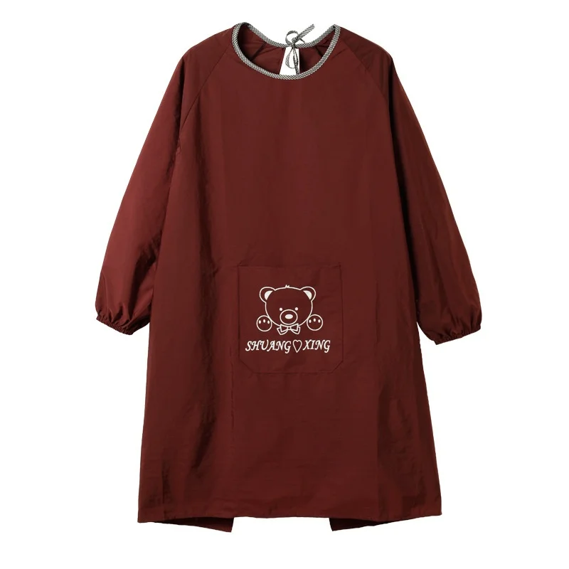 2023 New Arrival Logo Printed Reverse Blouse Waterproof Oil-Proof Long Sleeves Bib Apron Men Women Home Kitchen Cleaning Work