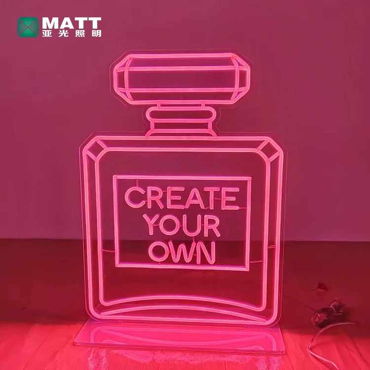 Drop Shipping No MOQ Custom Logo Custom Acrylic Wall Hanging Led Neon Lights for Perfume Bar Beauty Salon Studio Wall Neon Art