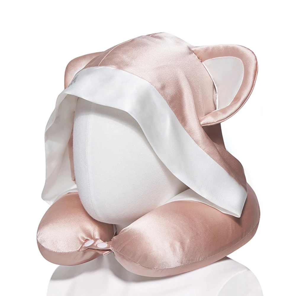 Custom logo Lightweight U shaped air silk neck pillow camping travel neck support pillow