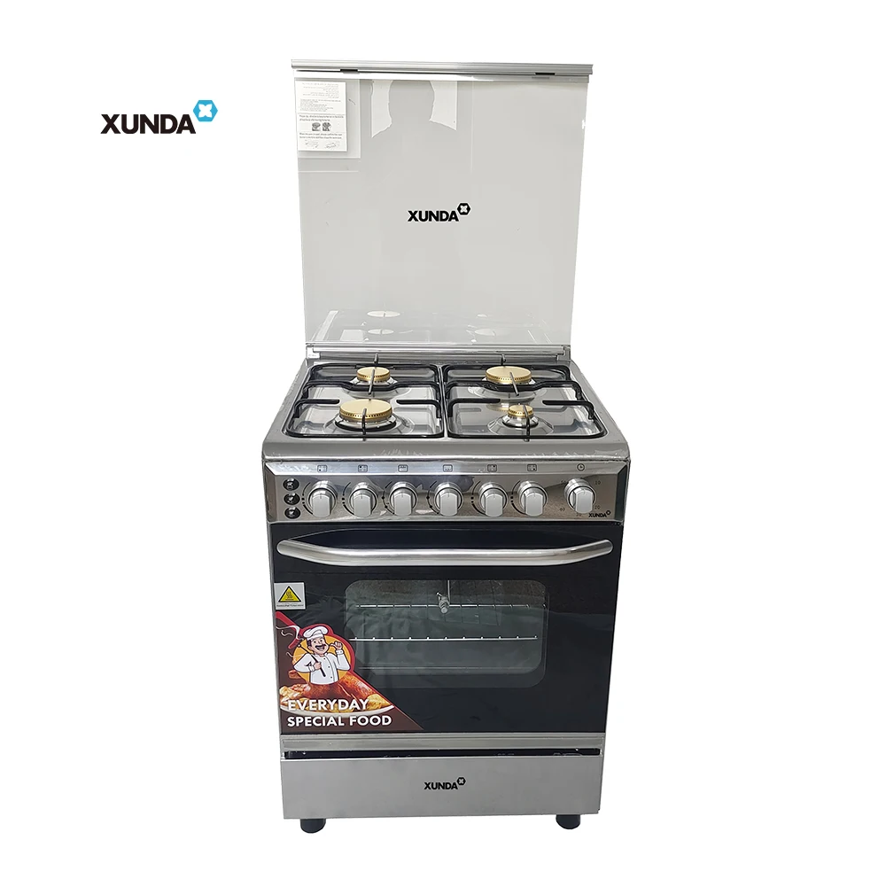 Xunda 60cm Oven Kitchen Appliances Four Gas Stove 4 Burners Kitchen Gas Free Standing Cooker Stove With Pizza Ovens