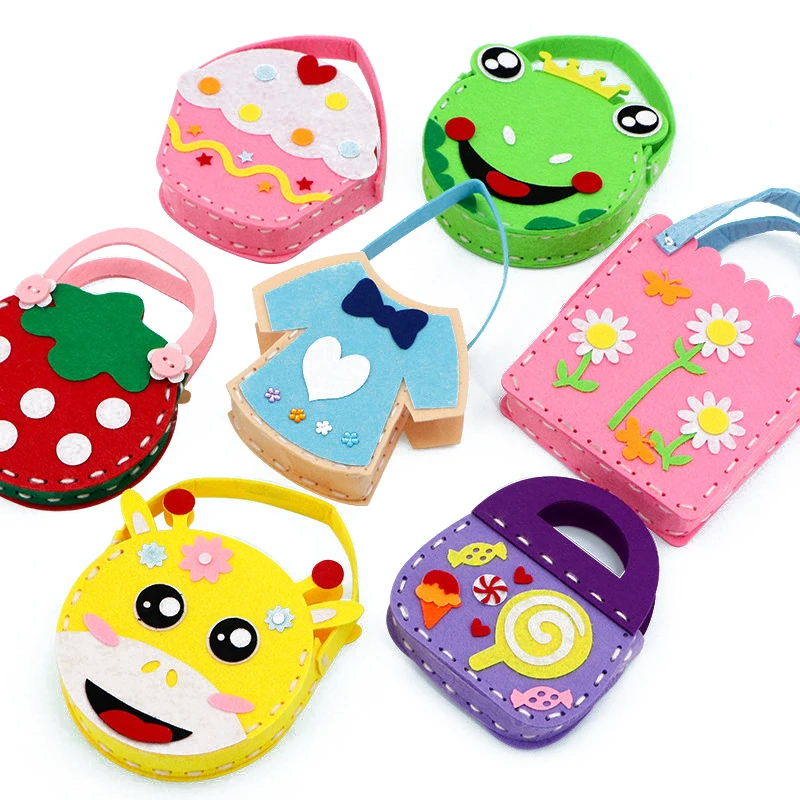 Kindergarten Cute Cartoon Handmade Sewing Toys Early Education Felt Non-woven Material Creative Animal Craft Diy Bag/