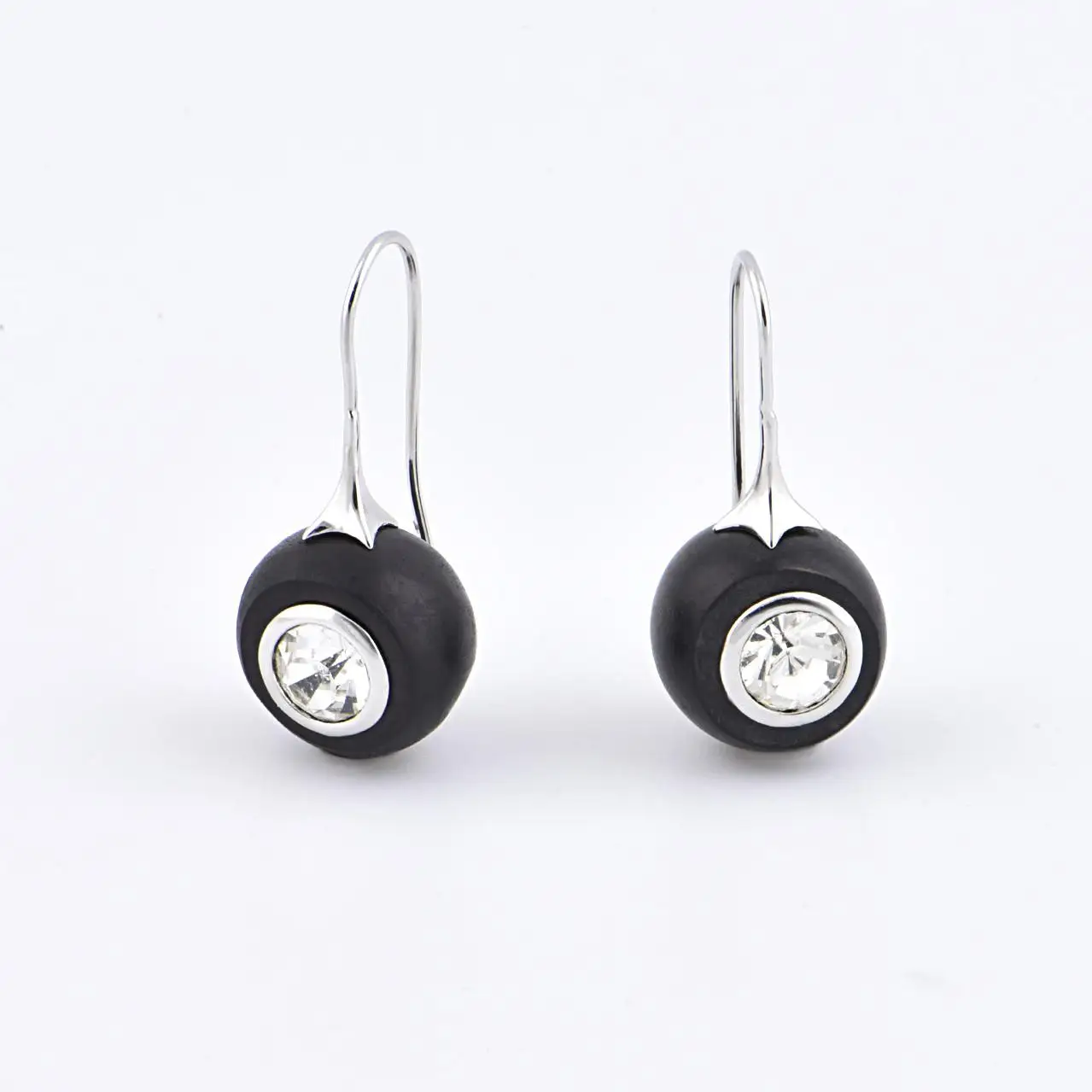 ChinChin Jewelry Vintage Gorgeous Round Drop CZ Cubic Zircon Ebony Wooden Pendant Earrings Jewelry Women