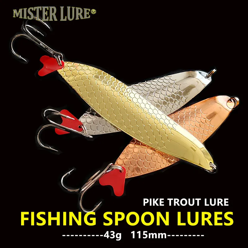 MISTER LURE 43g artificial melon sinking spinner metal sequins bait trout spoon fishing lure