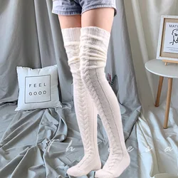 Woolen foot warmers stockings solid over the knee stockings