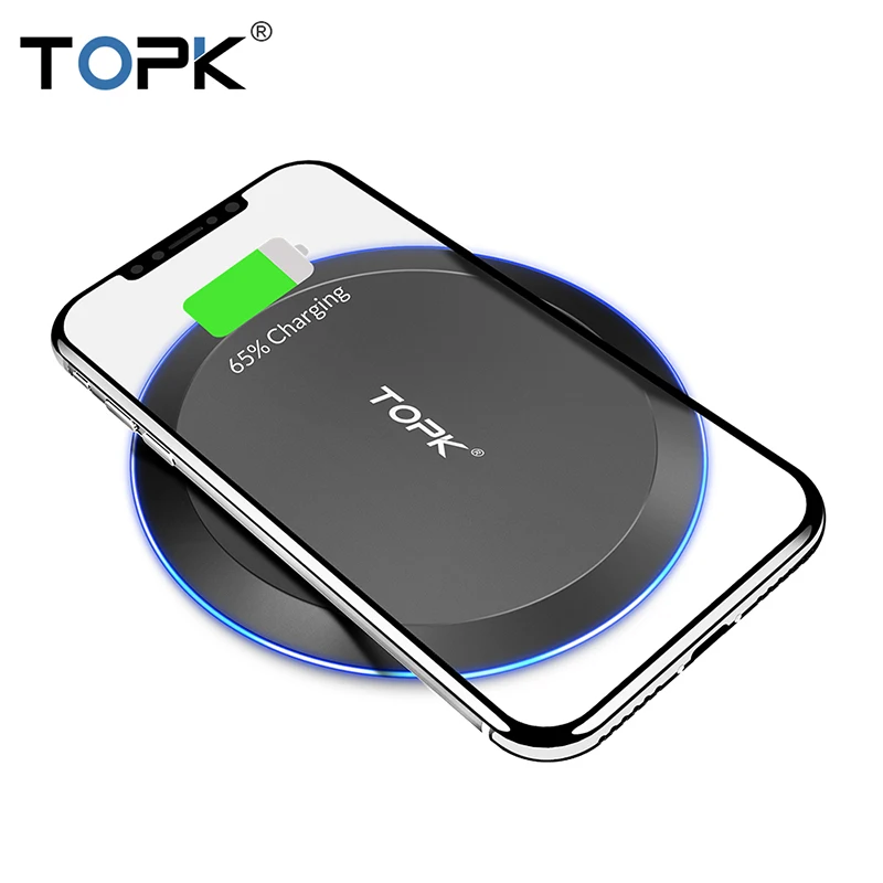 
Free Shipping TOPK Qi Fast Wireless Charger 10W Portable Silm Led Wireless Charger For Iphone 