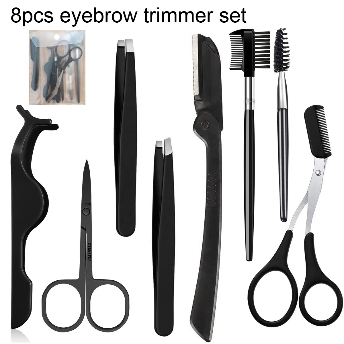 
Eyebrow Scissors Eyebrow Grooming Kit with Face Eyebrow Razor Eye Trimmer Brush and Comb for WomenEyebrow Tweezers lash 