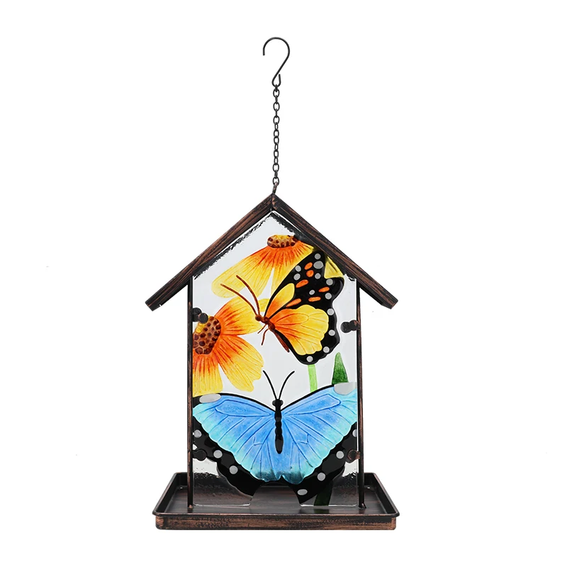OEM customize metal glass design American European Market bird feeder