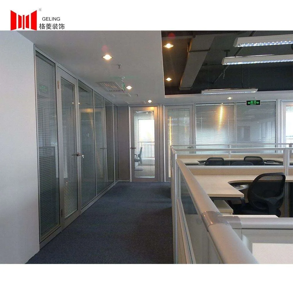 Classical double glass aluminum sound proof modular cheap price fixed detachable office partition wall