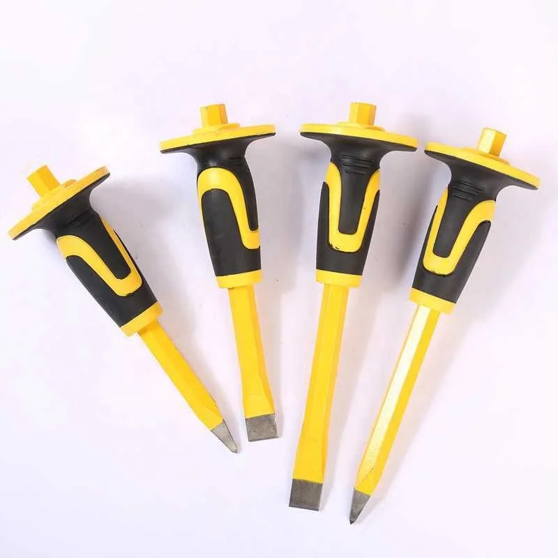Rubber Sleeve Masonry ChiselHigh Carbon Steel Rubber SleevePointed Flat ChiselBurinConstruction WorkTruncated WireHardware