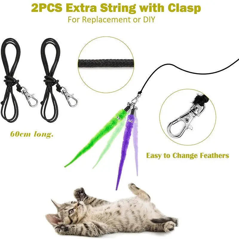 Pet Cats Training Puppy Dog Accessories Products Supplies Retractable Cat Wand Interactive Cat Feather Toy