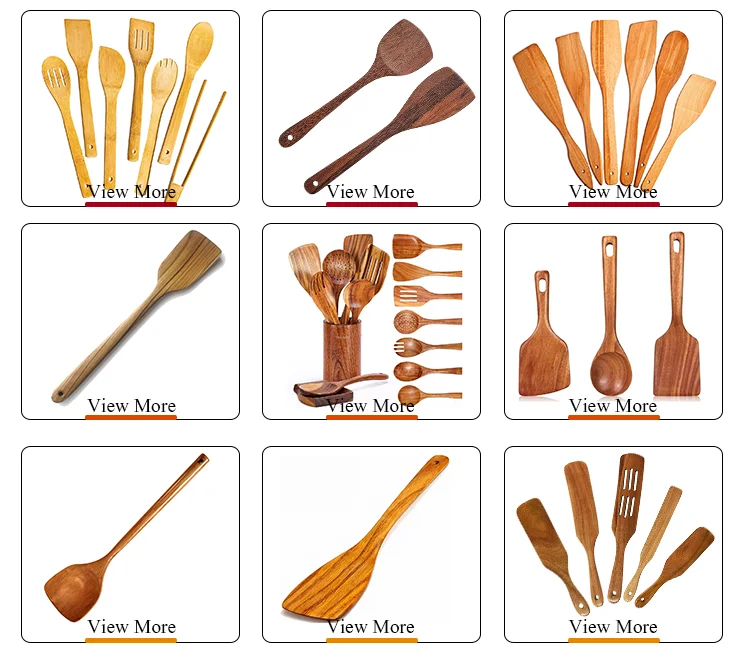 Wooden Bamboo Cooking Utensils Natural Kitchen Utensil Spatula Sets